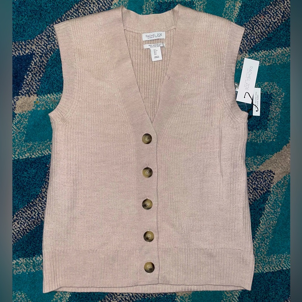 🐑Brand New Rachel Zoe 💯extra fine Merino Wool Vest~ Small 🐑